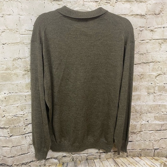 Jos A Bank Greenish Brown Italian Merino Wool Collared Sweater - Picture 3 of 4